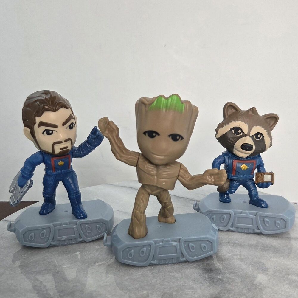 Marvel Guardians Groot Rocket Star-Lord Action Figure Lot 3 McDonald's Toy